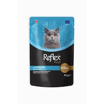 Reflex Plus Sos İçinde Et Parçacıklı Beyaz Balıklı Yetişkin Kedi Maması 85 G