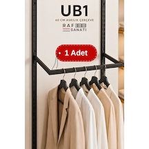 1 Adet - Ub1 60 Cm U Tipi Mağaza Askılığı 30 Cm Derinlik 40 Hatve - Konik Dikme Profil Uyumlu Elbise Askı Kolu Siyah
