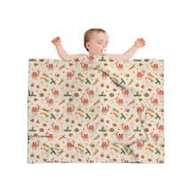 Noel Desenli Bebek Battaniyesi 40x30 İnç, Polar, Yumuşak, Hafif Ve Kalın Noel Deve Kızılcık