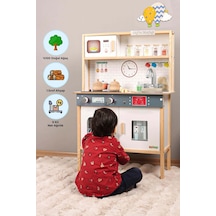 Ledli Ahşap Oyuncak Mutfak ~ Montessori Mutfak, Çocuk Mutfağı, Hediye Halı DBK101