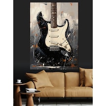 Ahşap Tablo Duvara Yaslı Elektro Gitar Yiyecek Ve İçecek Tabloları