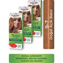 Palette Kalıcı Doğal Renkler Saç Boyası 9-7 Doğal Açık Bakır 3'lü