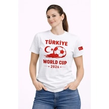 Yake Store Türkiye World Cup 2026 Baskılı Tişört Futbol Temalı Forma T-shirt - Beyaz - Beyaz