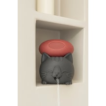 Oxyteez Kedi Figürlü Sabunluk Gri Renk Reçine Tasarım Ev Ve Ofis Dekorasyonu