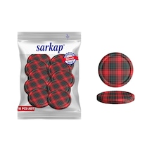 Sarkap Kavanoz Kapağı, 82mm, Hava Geçirmez, Sızdırmaz, Konserve İçin Uygun, 10'lu Paket Ekoseli Beyaz - Çok Renkli