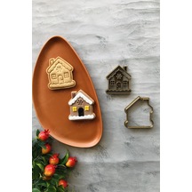 Gold Kar Taneli Ev Hamur Şekillendirici, Kurabiye Kalıbı, Seramik Kalıbı, 7x8 Cm Çok Renkli
