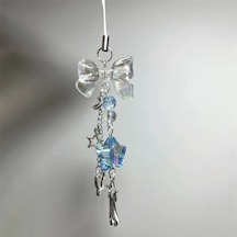 Linchen Kore Sevimli Yıldız Boncuklu Telefon Zinciri - İphone Uyumlu Samsung Huawei İçin Evrensel Aksesuar Mavi / Yeşil