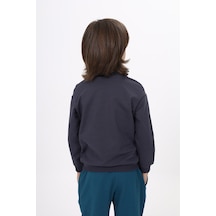 Toontoy Kids Toontoy Erkek Çocuk Relax Fit Bisiklet Yaka Hafif Düşük Omuz Baskılı Sweatshirt - 2 İplik Füme