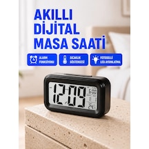 Fotoselli Dijital Masa Saati Aydınlatmalı Alarm Ve Tarih Göstergeli Çok Renkli 55593712