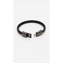 Siyah Bileklik Şarj Kablosu 22,5 Cm 60w Micro Uyumlu Mikro Giriş