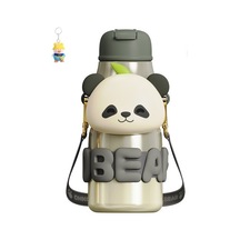 Runxi Life Hall Panda Sarılma Termos Bardak Büyük Kapasiteli Sevimli Karikatür Öğrenci Çocuk Pipetli Bardak Sevimli 316 Su Bardakı Y8to1d Siyah