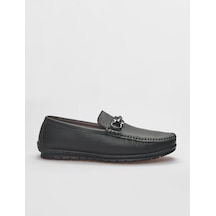 Cabani Hakiki Deri Siyah Tokalı Erkek Loafer - 43