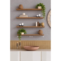 Yankı-byeg 70 Cm 4lü Safir Meşe Mdf Uçan Duvar Rafı Gizli Bağlantı Kitaplık
