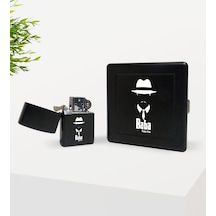 Kişiye Özel Baba Godfather Tasarımlı Siyah Metal Sigara Tabakası N11.1320