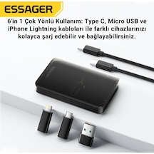 6in1 60w Type C, Micro Ve İphone Lightning Kablolu, Dönüştürücü, Sim Aparatlı Seyahat Seti