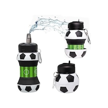 Xspring Katlanabilir Su Şişesi, Bpa İçermeyen Silikon Katlanabilir Su Şişesi, 550ml Kapasiteli, Karabinalı, Futbol Çok Renkli