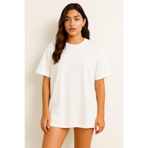 Düz Oversize Unisex Tişört Ycb6 BEYAZ