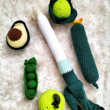 Amigurumi Oyuncak Meyve Sebze Avokado, Bezelye, Pırasa, Lahana...