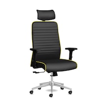 Tekno Yönetici Koltuğu Ergonomik Ofis Sandalyesi Deri Çalışma Koltuğu Siyah Sarı Diğer