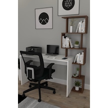 Moonlife Pratik Kitaplıklı Çalışma Masası Beyaz Ceviz