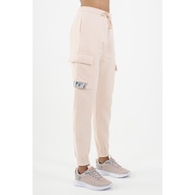 Maraton Sportswear Comfort Kadın Dönüşlü Paça Basic Pudra Eşofman Altı 22974-pudra Pudra
