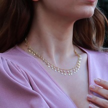 Damla Model Gold Kaplama Zirkon Taşlı Trend Kolye Gümüş