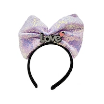 Led Işıklı 3 Farklı Fonksiyonda Yanan Gümüş Love Yazılı Lila Fiyonk Taç 20x17 Cm Çok Renkli