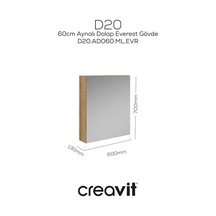 Creavit D20 60 Cm Everest Aynalı Dolap Melamin Gövde Ahşap