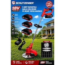 Schutzenger 87VR Şarjlı Çim Ot Biçme Makine 3 Bataryalı 7 Başlıklı Tırpan C8 Kalite Bakır Kırmızı