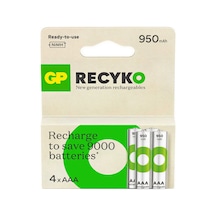 Gp Recyko 1000 Serisi 950 Mah Nimh Aaa İnce Kalem Boy 4'lü Şarjlı Pil