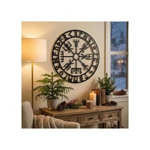 Viking Pusulası Vegvisir Duvar Tablosu Mdf Lazer Kesim Nordik Duvar Süsü Modern Dekor Renk