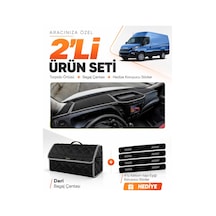 Iveco Daıly 2015-2021 Uyumlu Torpido Örtüsü + Deri Bagaj Çantası + Sticker Seti - Siyah Gri