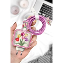 İphone 20w Uyumlu Şeffaf Şarj Kılıfı Başlığı Adaptörü Koruma Kablo Koruyucu Kılıfı 5'li Koruma Seti