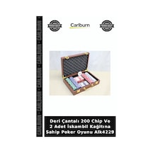 Özel Üretim Oyun Seti Deri Çantalı 200 Chip Ve 2 Adet İskambil Kağitına Sahip Poker Oyunu Alk4229