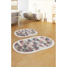 Eko Trend Djt 2 Li Yıkanabilir Kaymaz Taban Oval Banyo Paspas Klozet Takımı 661 Iskandinav Bej 60 X 100 - 50 X 60 pudra