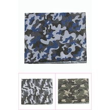 Zero Land Asker - 148 - Desenli Keten Bandana - Kmrsfres - 50x50 Ebruli Çok Renkli
