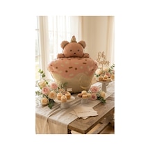 Ayıcık Figürlü Pembe Retro Cupcake Folyo Balon Baby Shower Doğum Günü Parti Süsü Çok Renkli