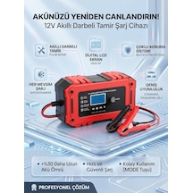 Tr 12v 6a Akıllı Darbeli Akü Şarj Cihazı, Lcd Ekranlı, Profesyonel Onarım Modlu, Araba Motosiklet Uyumlu