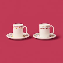 Kitchen Bonjour Magique Kahve 4 Parça Kahve Fincan Takımı - Renkli Çok Renkli
