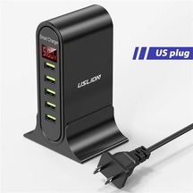 Uslıon 5 Port Usb Şarj Aleti Hub Çoklu Usb Şarj İstasyonu Dock Masaüstü Duvar Us Balck