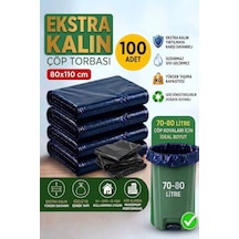 80x110 Cm Extra Kalın Siyah Endüstriyel Çöp Poşeti - 100 Adet / Ağır Hizmet Tipi
