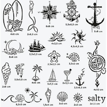 Sea Vibes City Pack Geçici Dövme Şablon Seti 23 Desen