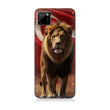 Realme C11 Uyumlu Al Bayrak Ve Aslan Desenli Silikon Kılıf Çok Renkli