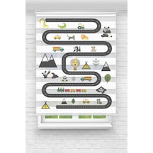 Perdecizade Enxboy Yol Dijital Baskili Zebra Perde-cocuk Odasi-stor Perde Pz-301 Renkli