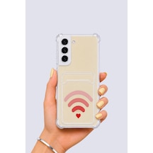 Samsung Uyumlu Galaxy S22 Kartlıklı Aşk Sinyali Desenli Kılıf Şeffaf