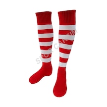 Tam Profesyonel Zebra Futbol Çorabı,Tozluk,Konç Kırmızı-Beyaz