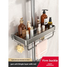 Fosenze Banyo Duş Demiri Tutucu, Tek Katlı Tabaklı, Delme Yok Kurulum, Uzay Alüminyum Malzeme, Gri Rengi, Global Piyasa Uyumlu Diğer