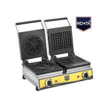 Remta Çiftli Kare+Çiçek Model (21 Cm Çap) Waffle Makinası Elektri