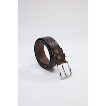 Tudors Erkek %100 Hakiki Deri 3,5 Cm Desenli Klasik Taba Kemer -31578-taba