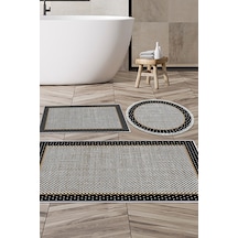Dekoreko Kaymaz Taban Djt 3 Lü Banyo Paspas Takımı Trend Karışık Modern 604m Siyah